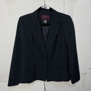 GEORGE WOMENS BLAZER SIZE 8 BLUE STRIPPED LINED COLLARED OFFICE CHURCH JACKET